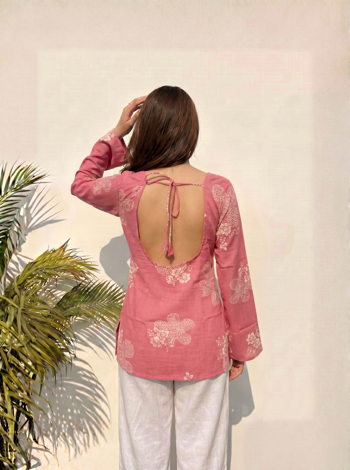 Tara sleeved deep back kurti
